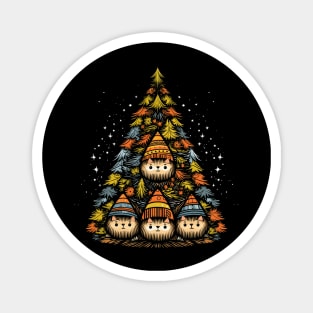 Christmas tree with cats, funny art illustration. Magnet